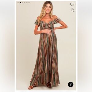 Pinkblush Multicolor Off-Shoulder Maxi Dress maternity